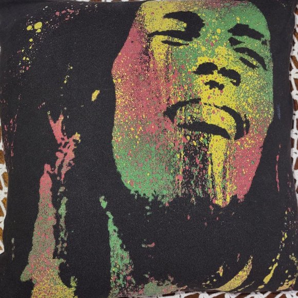 Rag Frog Revival Throw pillow COVER ONLY made from Upcycled T-shirt size 10"x10" - Picture 2 of 4